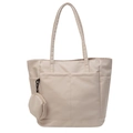 Wasserdichte beige Nylon-Tragetasche mit kleinem Rundbeutel und Multi-Taschen-Design - Gebrochenes Weiß
