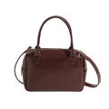 Sac à main marron foncé en cuir verni avec poignées rondes et bandoulière réglable - Sans Pendentif / café
