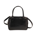 Sac à main en cuir noir brillant avec poignées et bandoulière réglable pour femmes - Sans Pendentif / Noir