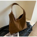 Ρετρό μεγάλη τσάντα hobo από σκούρο καφέ σουέτ και δέρμα με σχέδιο patchwork - Κόκκινο Καφέ