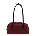 Chic burgundy baguette shoulder bag with minimalist stitching and black leather strap - Burgundy