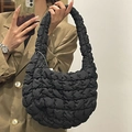 Bolso de nube acolchado negro de moda con textura acolchada y correa para mujeres - Negro Pequeño