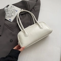 Bolso baguette vintage blanco de piel sintética con asas largas para mujer - Sin colgante / Blanco Roto