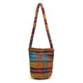 Colorful checkered fleece tote bag with orange and blue patterns for winter - Colorful Plaid