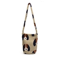 Beige lamb wool tote bag with cute beagle pattern and long plush shoulder strap - Dog