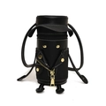Borsa a tracolla cilindrica nera con design a giacca biker creativa e zip dorate - Nero