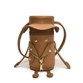 Simpatica borsa a tracolla personaggio in ecopelle marrone con design a giacca - Cachi