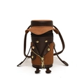 Borsa a tracolla cilindrica a cartone animato in pelle PU marrone con design divertente - Marrone