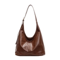 Dunkelbraune Hobo-Tasche aus Ölwachsleder mit verstellbarem Gurt für schickes Pendeln - Braun