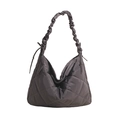 Borsa tote trapuntata grigio scuro con motivo a rombi e tracolla a nuvola increspata - Grigio