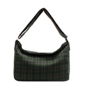Borsa tote scozzese verde vintage con tracolla regolabile e chiusura a cerniera - Verde