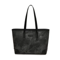 Bolso tote grande negro con textura de mármol en cuero sintético y asas resistentes - Negro