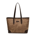 Bolso tote grande marrón vintage con ribete de cuero y acabado mate texturizado - Marrón