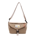 Borsa a tracolla kaki minimalista con cinturino regolabile e tiretto della zip arancione - Cachi