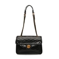 Klassische schwarze gesteppte Ketten-Schultertasche mit elegantem goldenem Metall - Schwarz