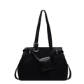 Grande borsa a tracolla nera opaca con mini pochette ACNE THE WORLD e dettagli in argento - Nero