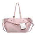 Grande borsa tote rosa con mini pochette bianca e dettagli in metallo argento - Rosa