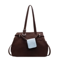 Borsa tote marrone scuro opaco ad alta capacità con accessorio mini borsa blu chiaro - caffè