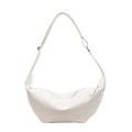 Elegante bolso media luna blanco crema de cuero texturizado con correa ajustable - Blanco Roto