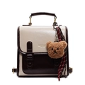 Vintage cream and brown dual-use backpack with bear charm and buckle details - Cream/Coffee (With Teddy Bear Charm)