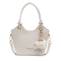 Sac seau blanc cassé avec poignées nouées et détail charm petit monstre mignon - Avec Pendentif / Blanc Cassé