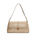 Elegante bolso beige para el brazo con hebilla G dorada y acabado de cuero texturizado - Blanco Roto