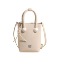 Elegante bolso bandolera blanco crema de cuero PU con distintivo detalle de asa esférica - Blanco Roto