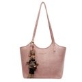 Sac fourre-tout rétro rose sous le bras avec charm de lapin pour le quotidien chic - Pendentif Lapin Pied-de-Poule / Rose