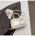 Chic cream white crossbody pillow bag with card slot and twin handles for daily use - White