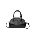 Boston-Tasche aus grauem Canvas und schwarzem Leder mit Griff und Schultergurt - Schwarz