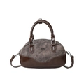 Graue Boston Bag aus Canvas mit braunem Lederbesatz und abnehmbarem Schultergurt in der Variante - Braun