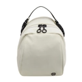 Bolso deportivo mini en blanco crema con cremalleras negras y logo metálico redondo - Blanco Roto