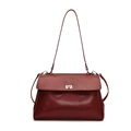 Elegante valigetta in pelle lucida bordeaux con fibbia in argento e tracolla staccabile - Rosso