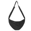 Minimalist black nylon crescent crossbody bag with adjustable strap and zip pocket - Black