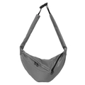 Sleek gray nylon crescent moon crossbody bag with adjustable wide strap and buckle - Gray