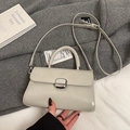 Piccola borsa a tracolla grigio chiaro con fibbia in metallo argento e manico - Grigio Senza Pendente