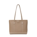 Borsa tote minimalista color kaki in pelle martellata con lunghi spallacci e design semplice - Cachi