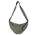 Minimalist sage green nylon crescent bag with adjustable strap and front zip pocket - Green