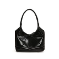 Borsa a spalla classica in pelle cerata nera con decorazione a fiocco per donna - Nero Piccolo