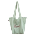 Light green nylon tote bag with Tianku letter print and white side drawstring detail - Green