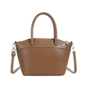 Minimalistische Beuteltasche aus PU-Leder in Karamellbraun mit geometrischer Prägung für Damen - Braun