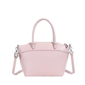 Light pink PU bucket bag with geometric texture, dual handles and adjustable strap - Pink