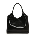Borsa a spalla classica in pelle cerata nera con fiocco e finitura lucida - Nero Grande