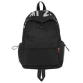 Mochila negra minimalista para estudiantes con letras MI Z blancas y detalle en naranja - Negro