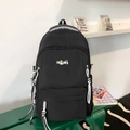Minimalist black large capacity backpack with MRMI logo and star detail for school - No Pendant / Black