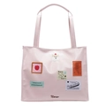 Borsa tote in ecopelle rosa con toppe di cuccioli e stampe artistiche di lettere - Rosa