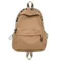 Mochila casual de color caqui con diseño minimalista, gran capacidad y estampado - Caqui