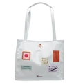 Borsa tote in pelle bianca con toppe artistiche di cane e mela dal design moderno - Blu