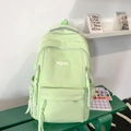 Minimalist light green canvas backpack with large capacity and white MRMI logo embroidery - No Pendant / Green