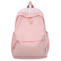 Pink minimalist fashion backpack with white letter print and large capacity for daily commuting - Pink